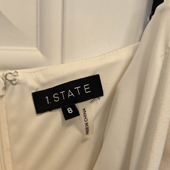 White Midi dress with black stitching by 1.State - Picture 4 of 4